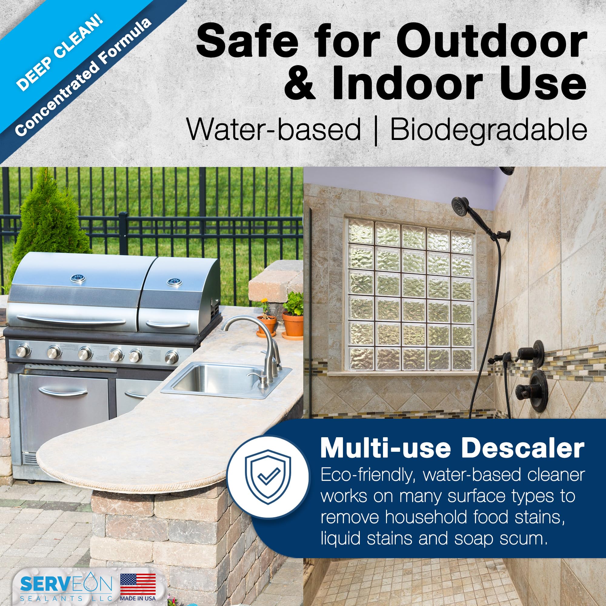 Serveon H2600 works indoors and outdoors on concrete and stone