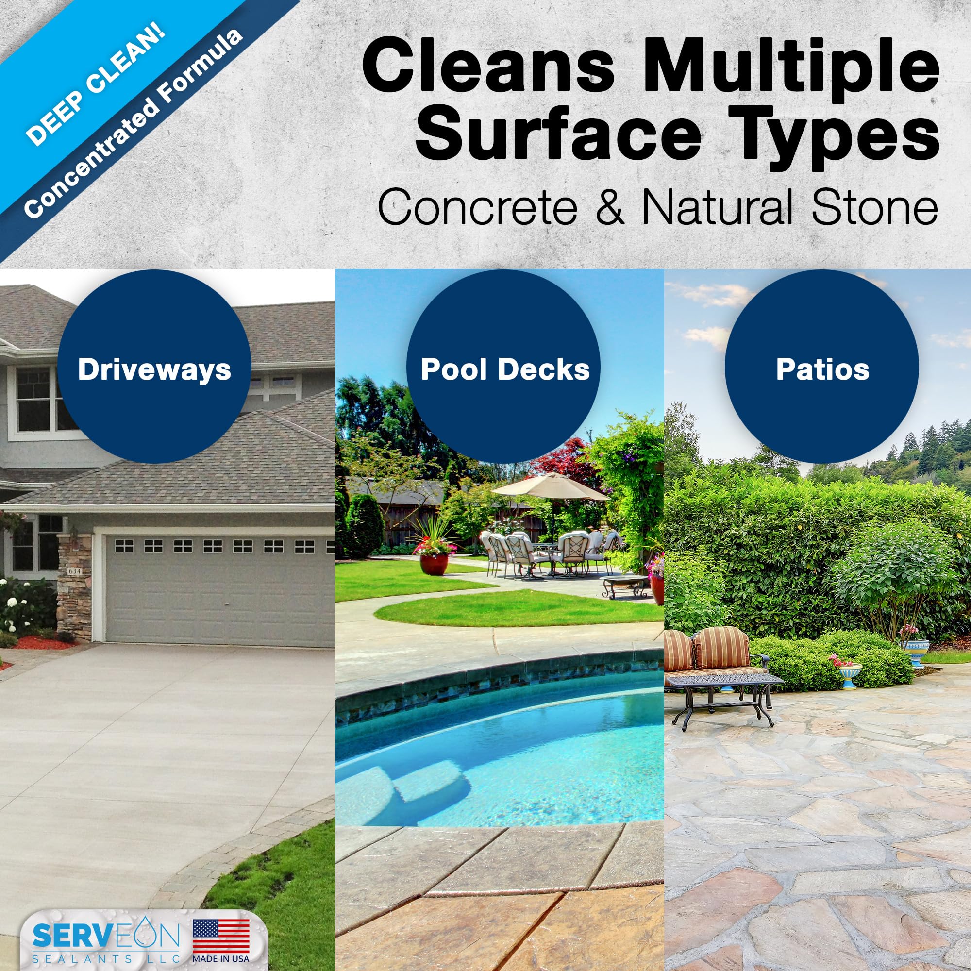 Rust and oil stains lifted by Serveon H2600 on concrete surfaces