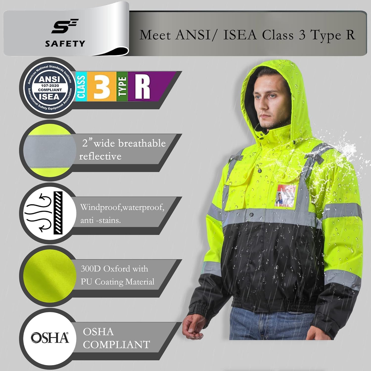 sesafety reflective jacket inner chest pocket for valuables
