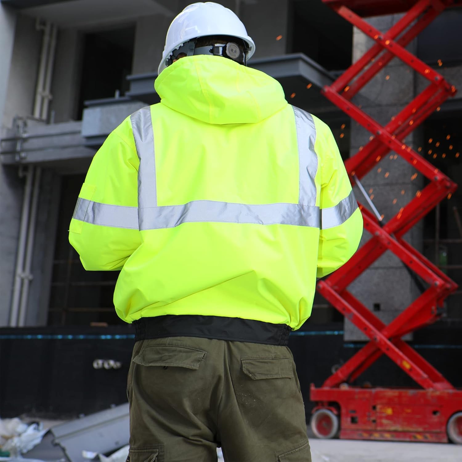 sesafety hi-vis bomber jacket removable hood for versatile weather
