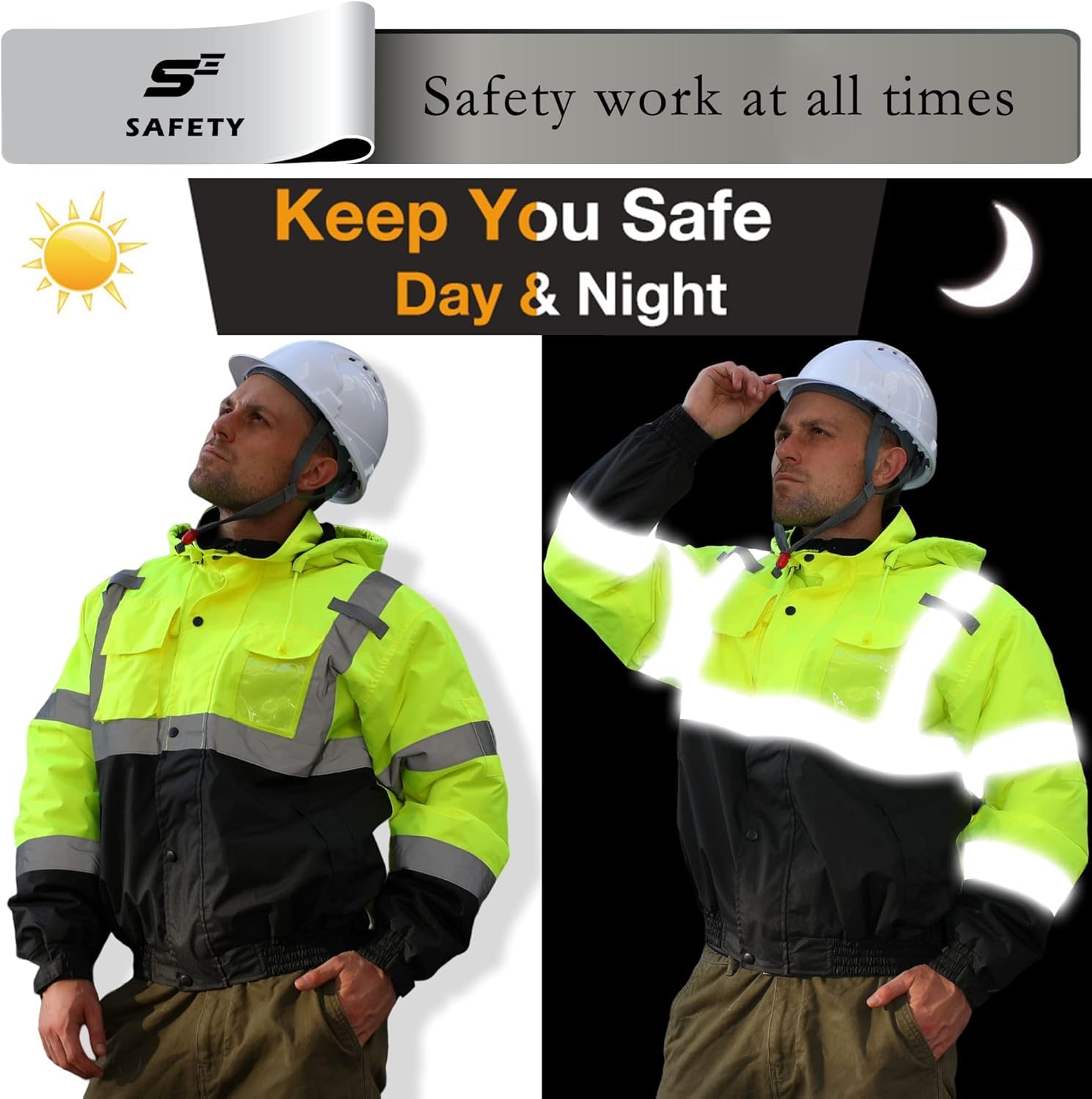 sesafety jacket 360° reflective strips for night visibility