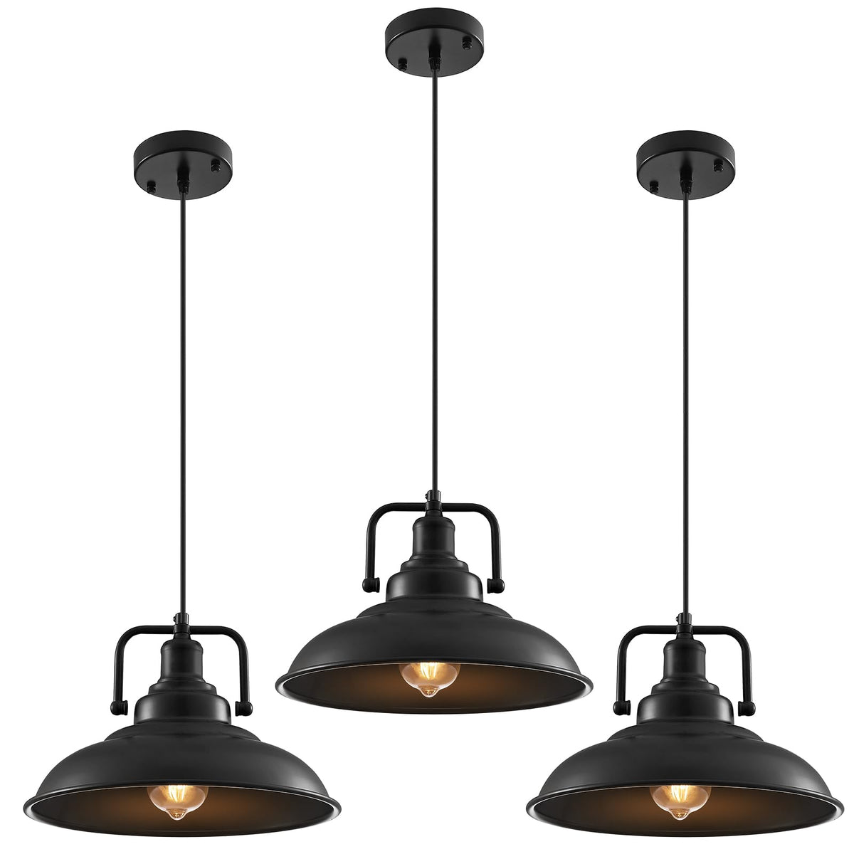 SESIMENT black pendant light 12.5 inch 3-pack over kitchen island for cohesive style
