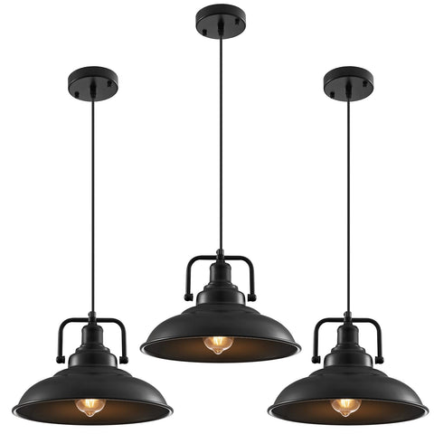 SESIMENT black pendant light 12.5 inch 3-pack over kitchen island for cohesive style