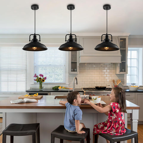 SESIMENT black steel pendant with easy hardwired installation for quick setup