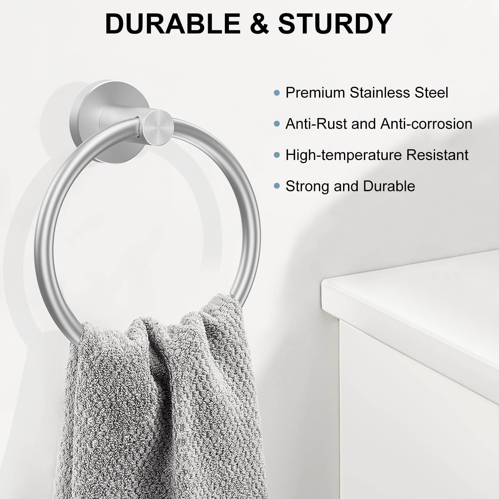 SetSail stainless steel towel ring with durable, heavy-duty design