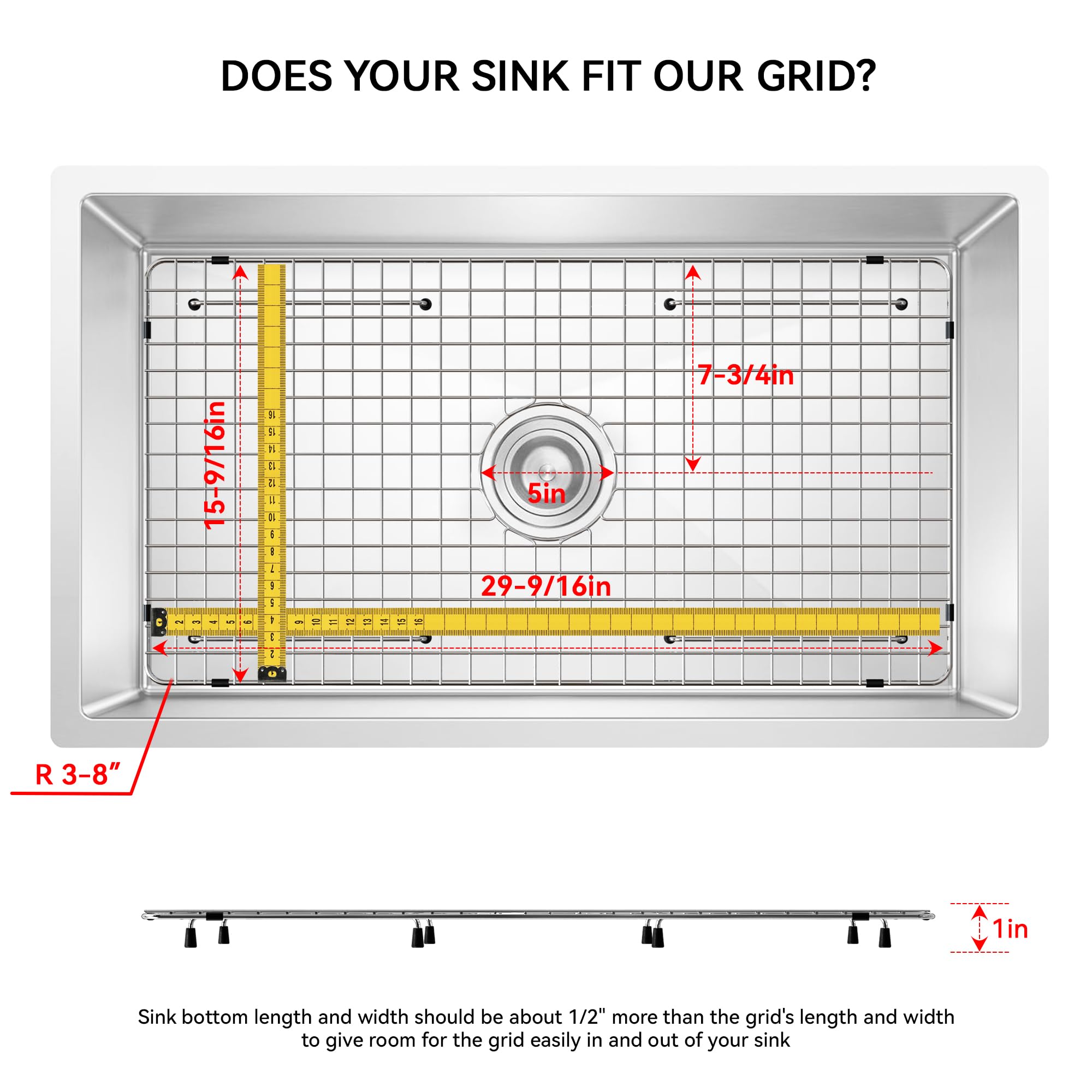 SettleDown grid shows centered drain layout for proper alignment and protection.