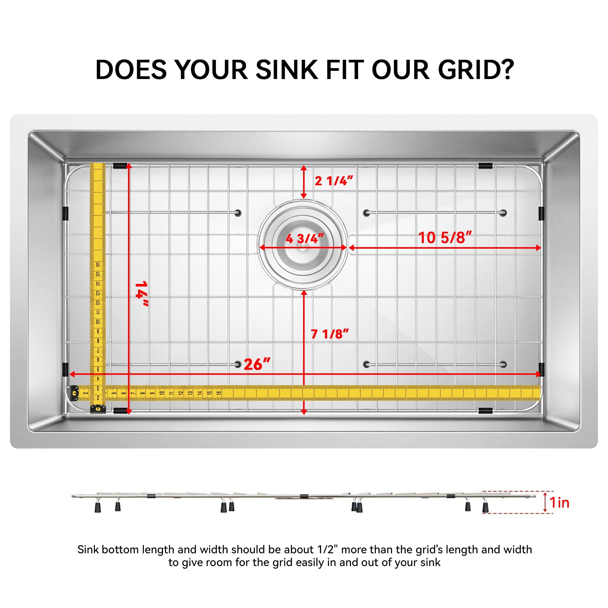 SettleDown sink grid provides protective layer for a single-bowl kitchen sink