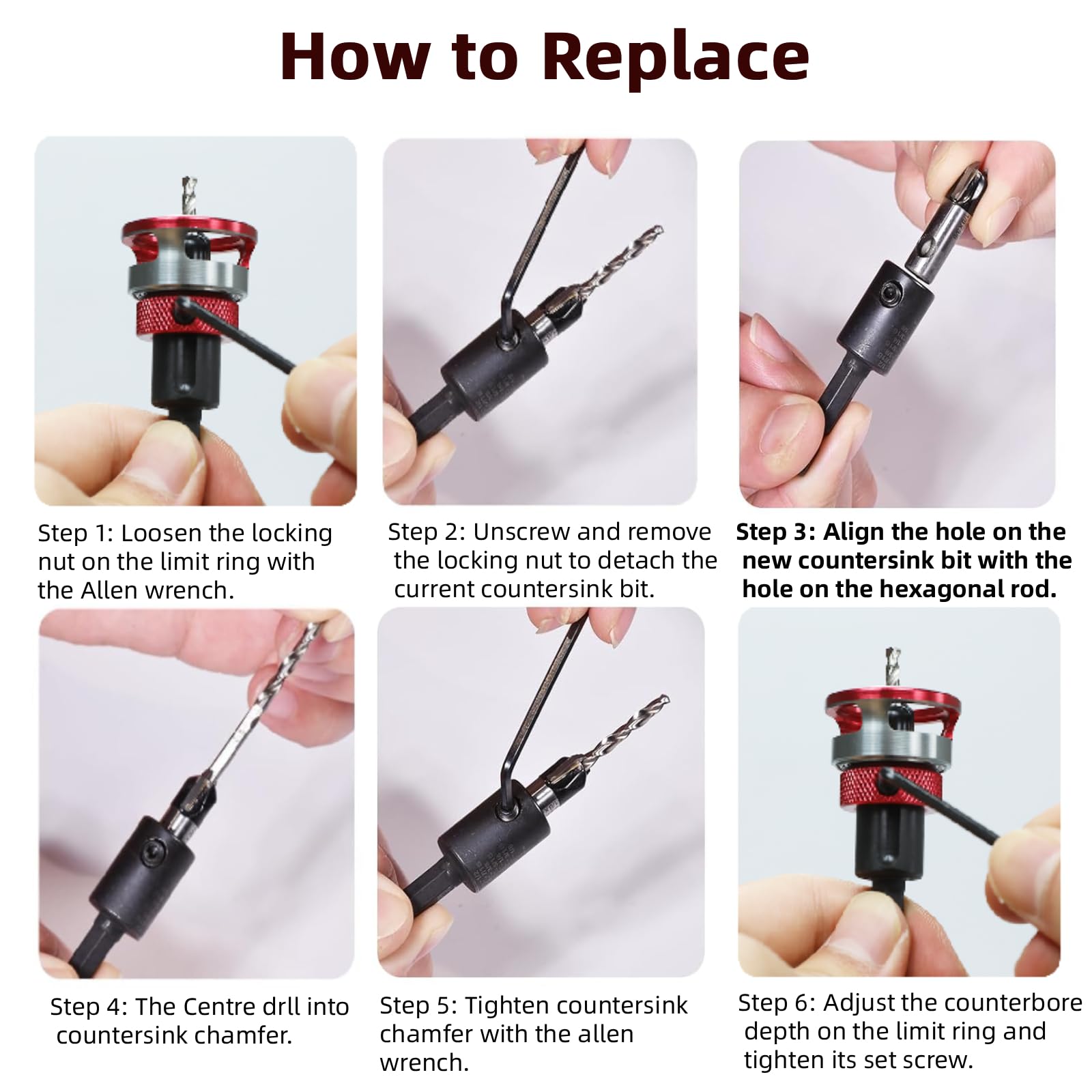 Five HSS M2 tapered bits by Seuphubs offer precise countersinking.