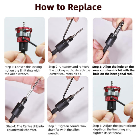 Five HSS M2 tapered bits by Seuphubs offer precise countersinking.