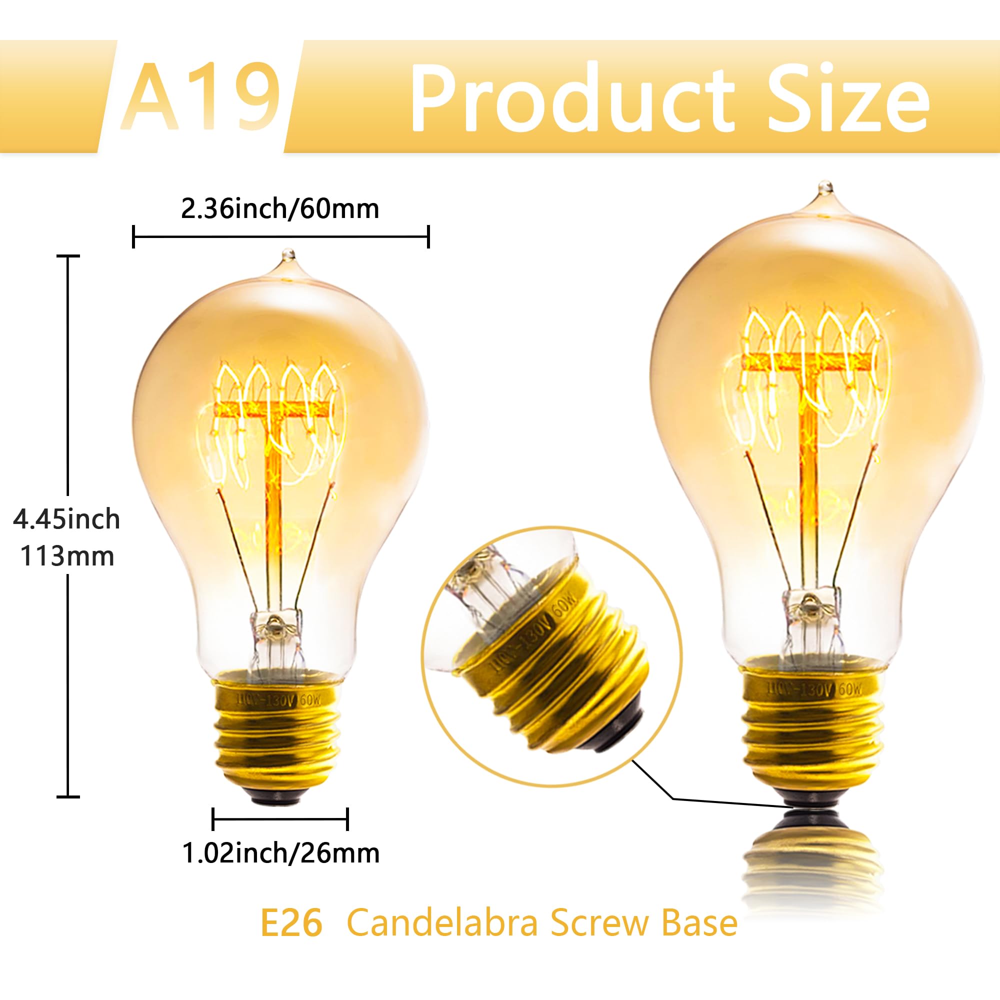 Sevici A19 Edison filament closeup shows retro aesthetics and glass clarity.