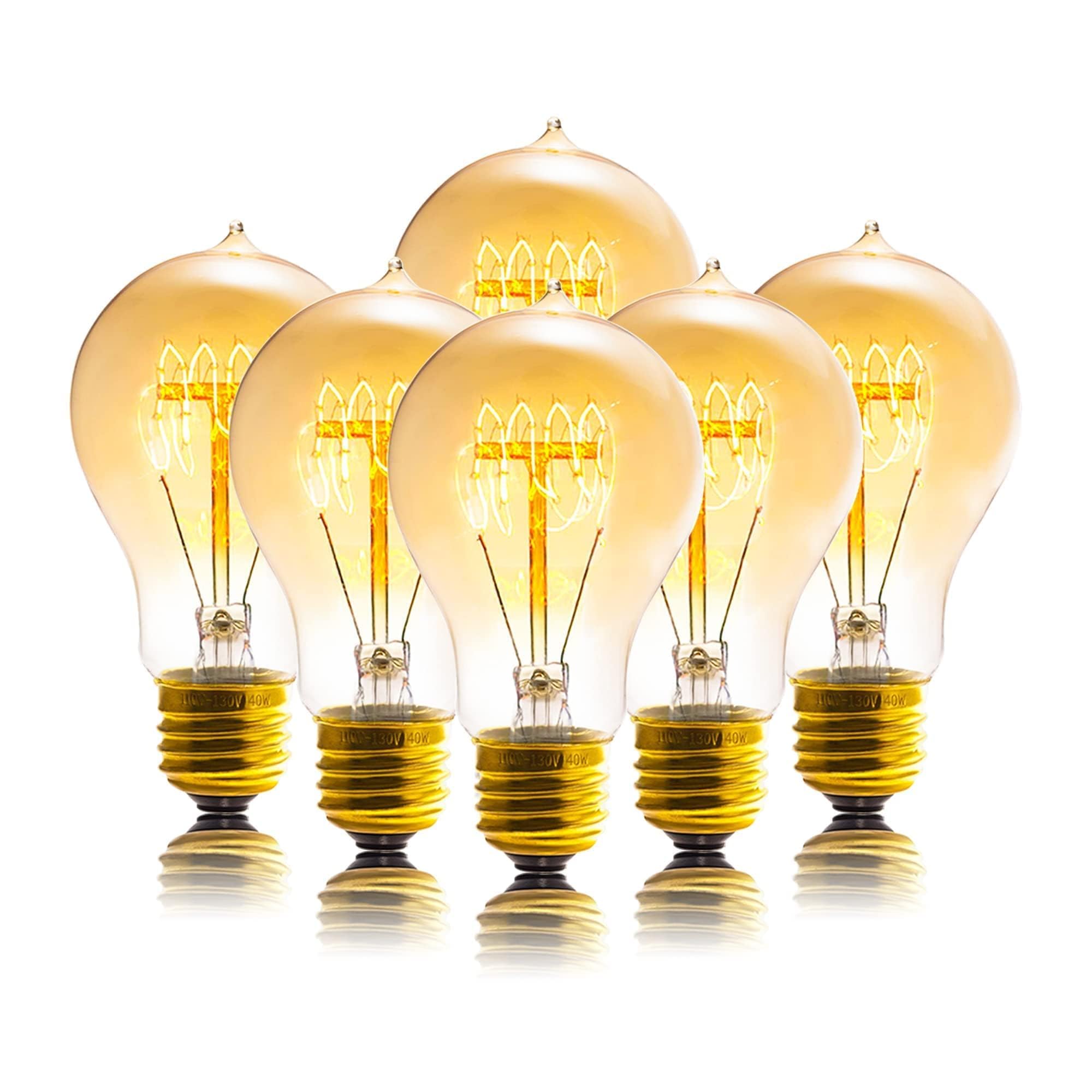 Sevici Edison bulb amber glow in a 6-pack adds nostalgic warmth to lamps.