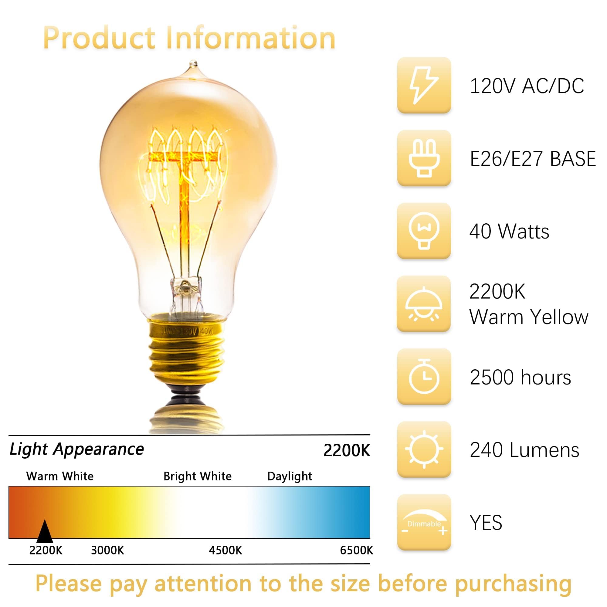 Sevici Edison bulb E26 base ensures broad compatibility with chandeliers and lamps.