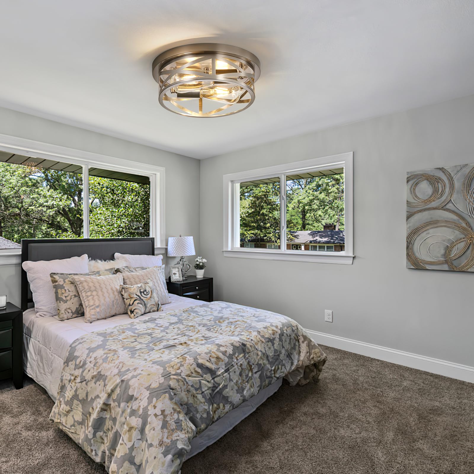 Sewterolyn brushed nickel ceiling mount for entryways adds modern farmhouse appeal