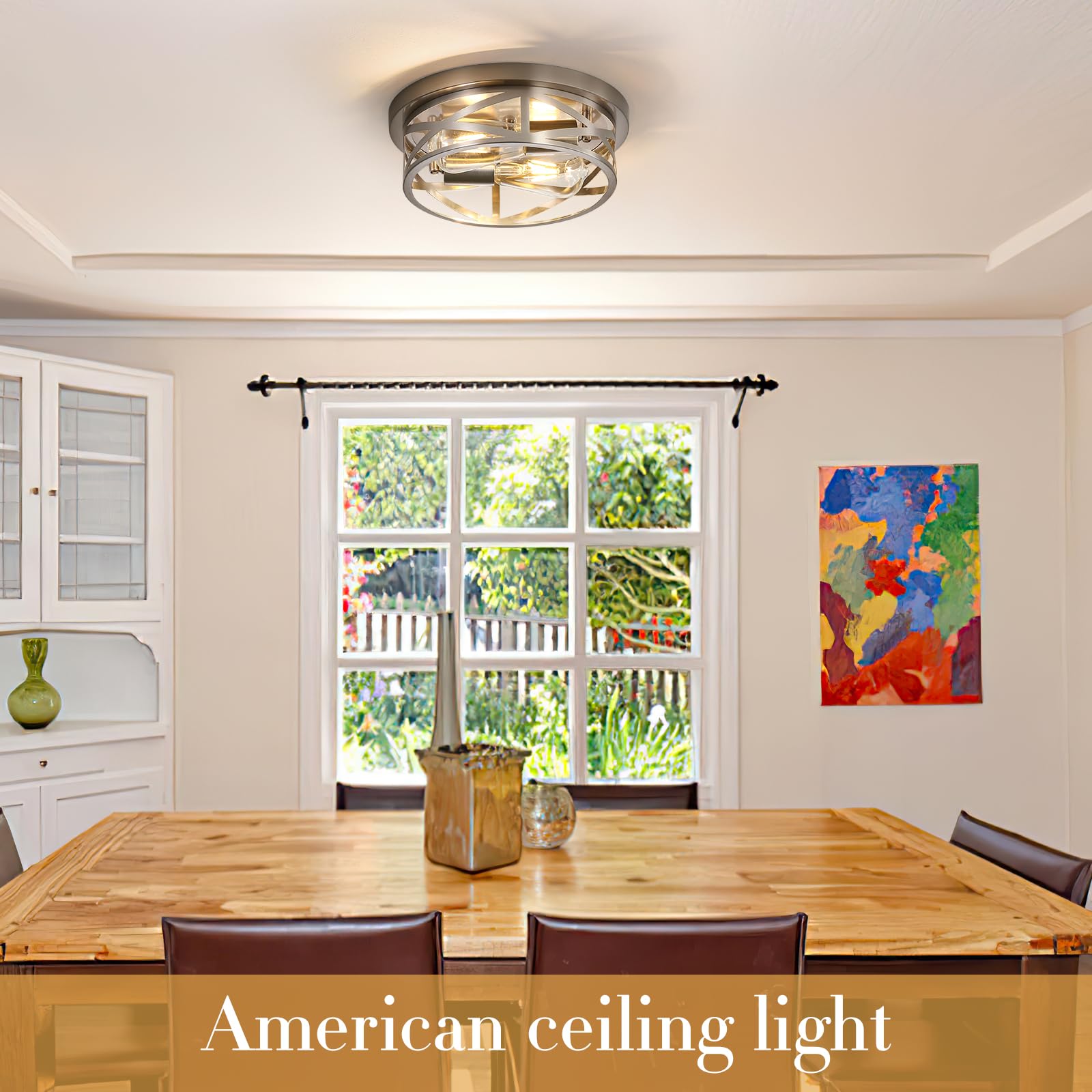 Sewterolyn hallway flush mount 2-light fixture adds clean lines to transitions