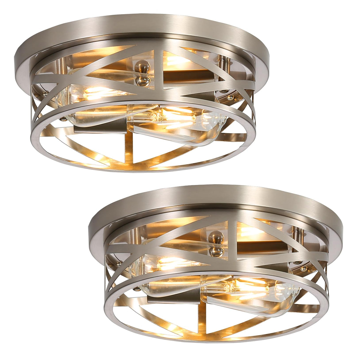 Sewterolyn brushed-nickel flush-mount 2-light kitchen fixture brightens counters and work zones