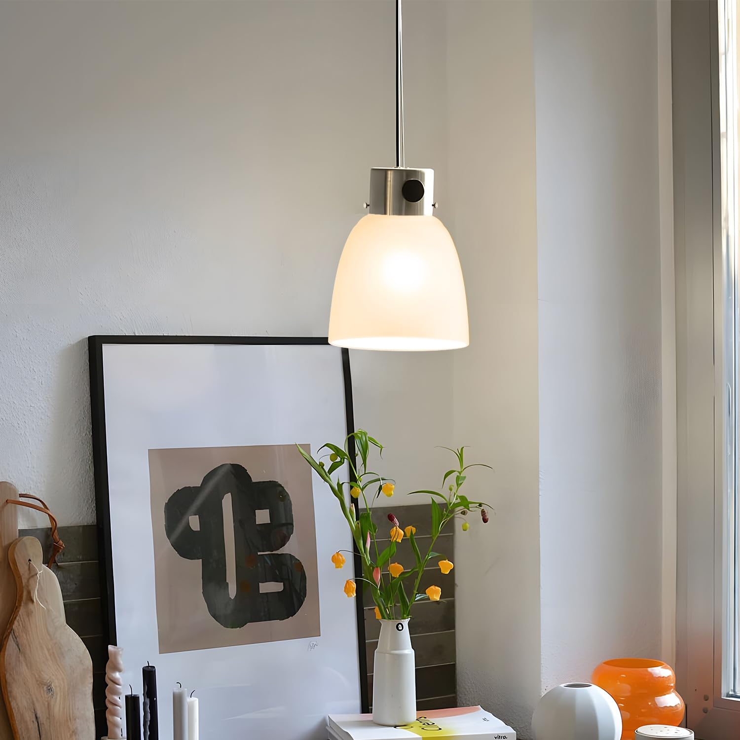 Sewterolyn shade in dining room setup for ambient lighting