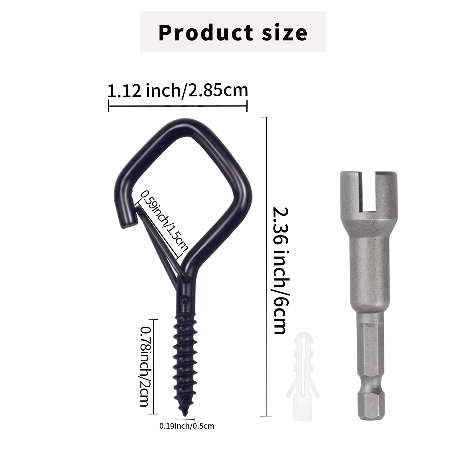 Sexoeie eye screw hook with safety buckle for secure hanging.