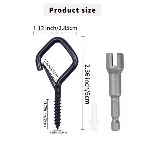 Sexoeie eye screw hook with safety buckle for secure hanging.