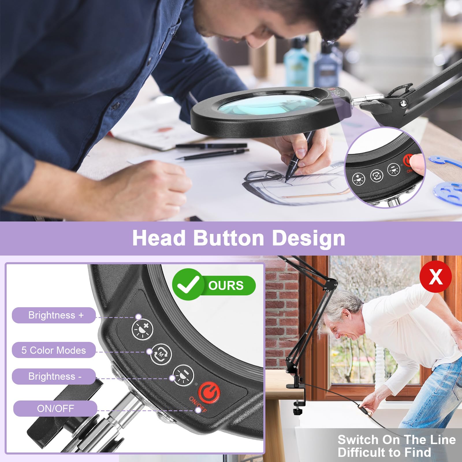 Seylae flexible arm and clip keep the magnifier steady for jewelry making.