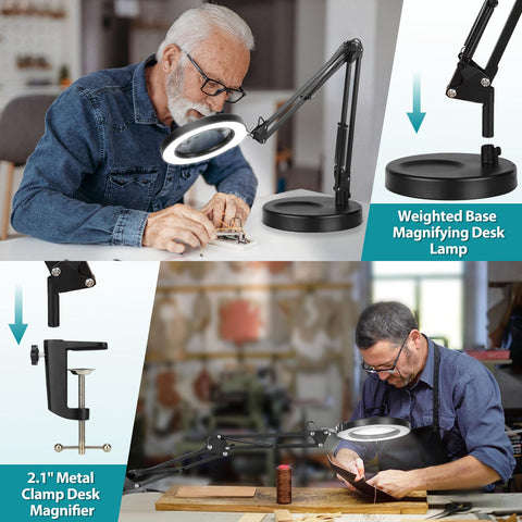 Seylae magnifier lamp head with convenient control button for quick lighting changes