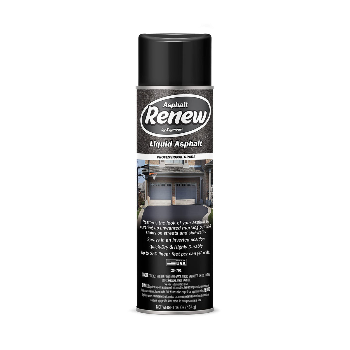 Seymour 20-701 Stripe Renew applied from can for quick asphalt concealment.