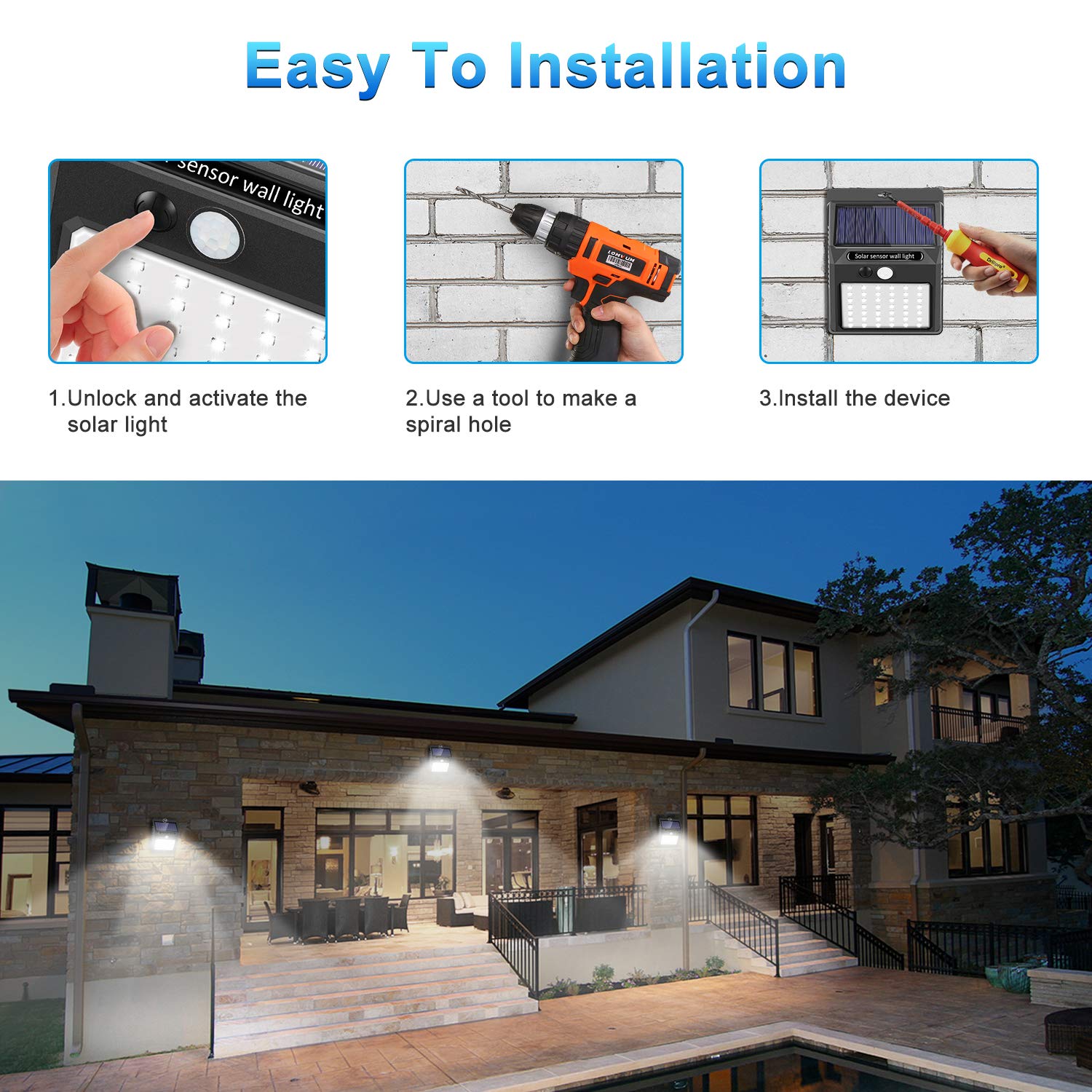 SEZAC solar-lights-garden-patio-driveway efficient security lighting for outdoors.