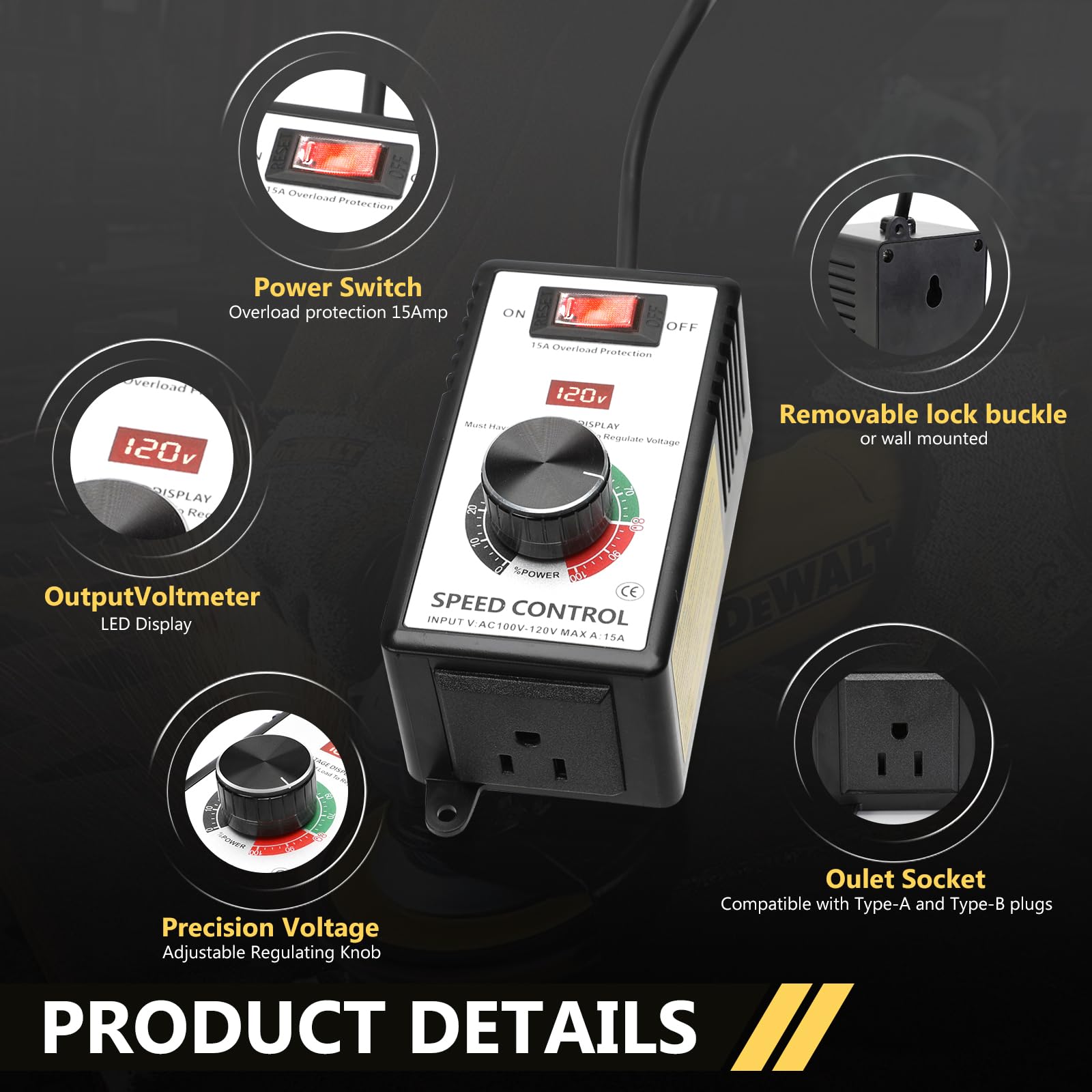 Sezbaifles ac-120v speed controller for safe, adjustable voltage