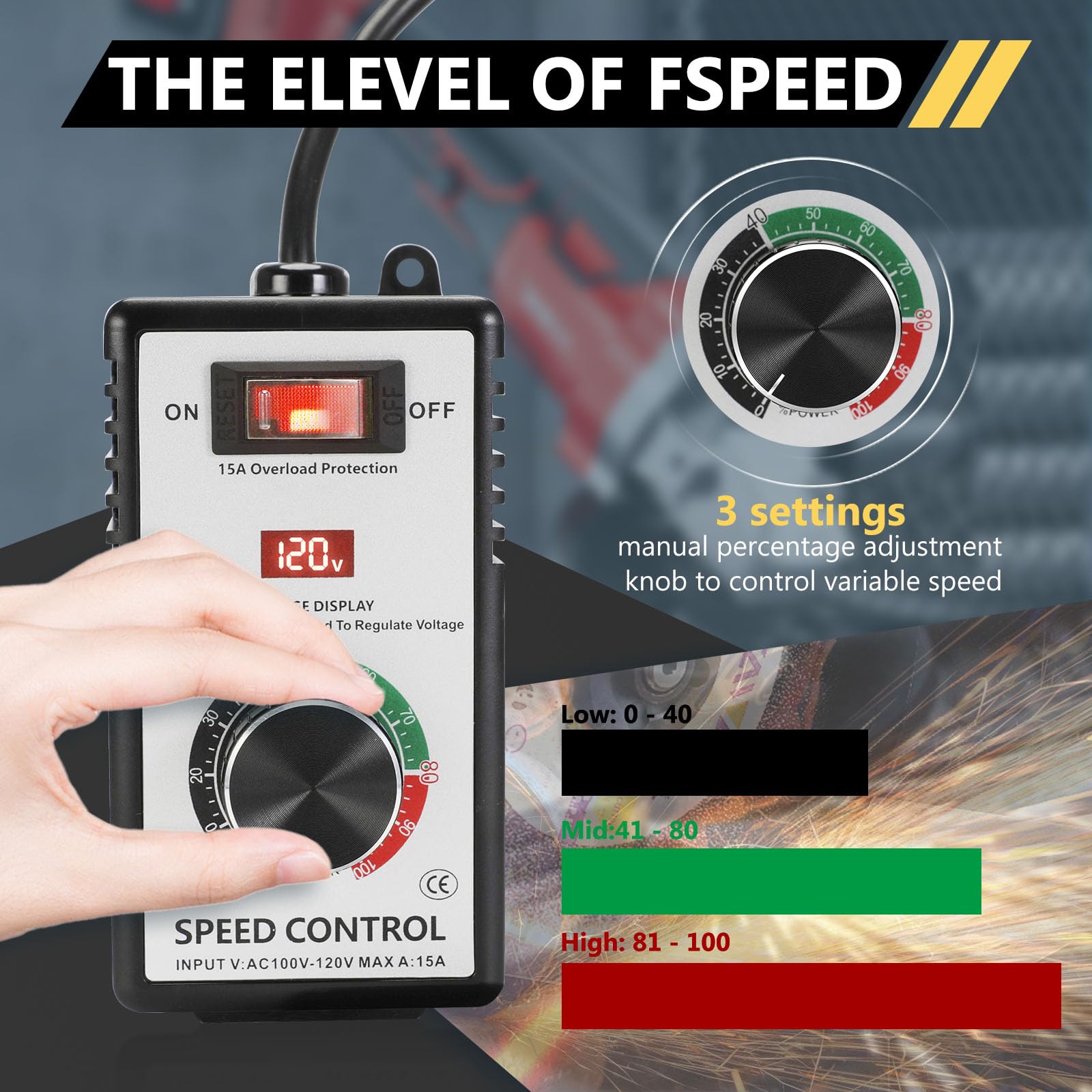 Sezbaifles speed controller with 6-foot cable ready for workshop use