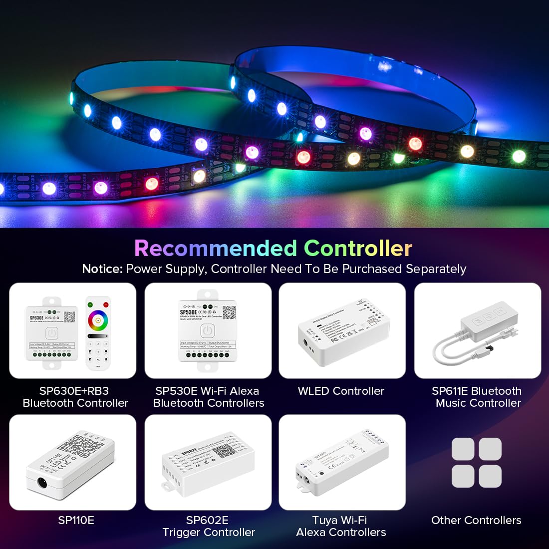 SEZO WS2812B ECO LED strip 5V power setup for compact wiring
