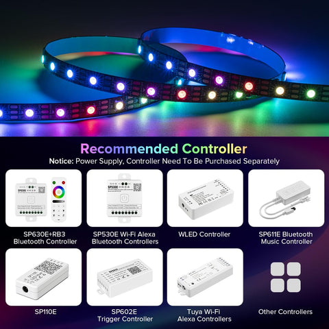 SEZO WS2812B ECO LED strip 5V power setup for compact wiring