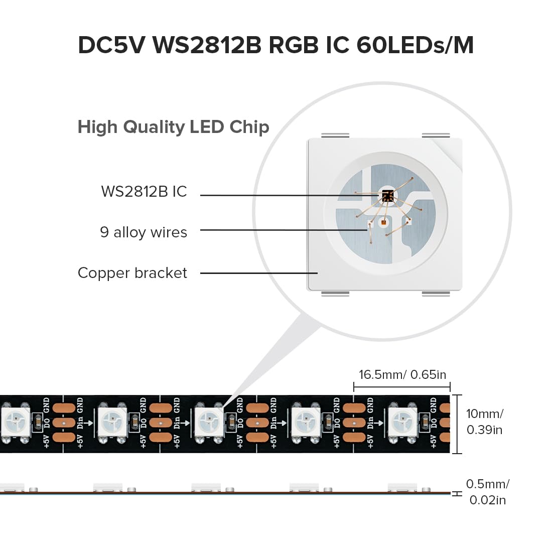 SEZO WS2812B ECO LED strip connects end-to-end for seamless installations