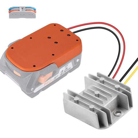 Sfablosm DC-18V to 12V step-down front view powering 12V devices safely