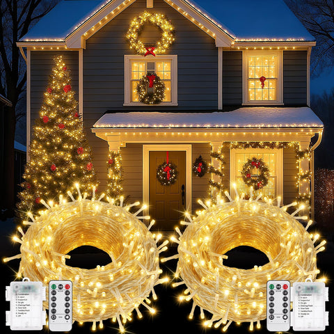 SFNDOU 2Pack battery string lights outdoors for a cord-free festive glow