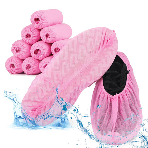 Sfee pink 100-pack shoe covers protect floors and footwear during visits