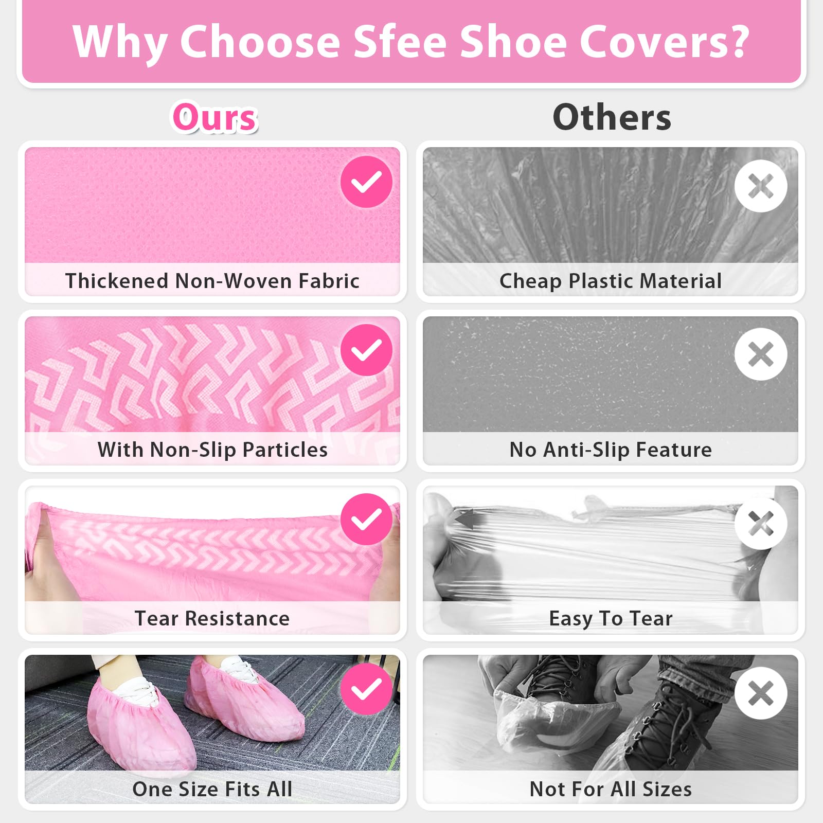 Sfee one-size-fits-all elastic design fits most shoes