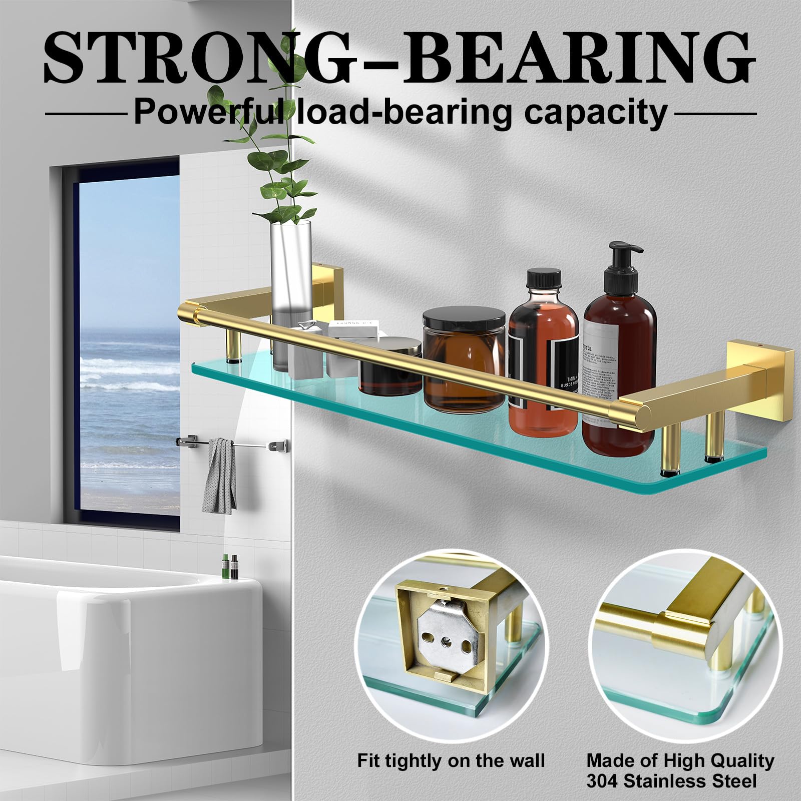 SFGSOWOR wall-mounted shelf in kitchen area demonstrates versatile mounting options.