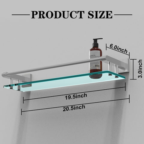 SFGSOWOR wall-mounted tempered glass shelf in brushed nickel finish for towels