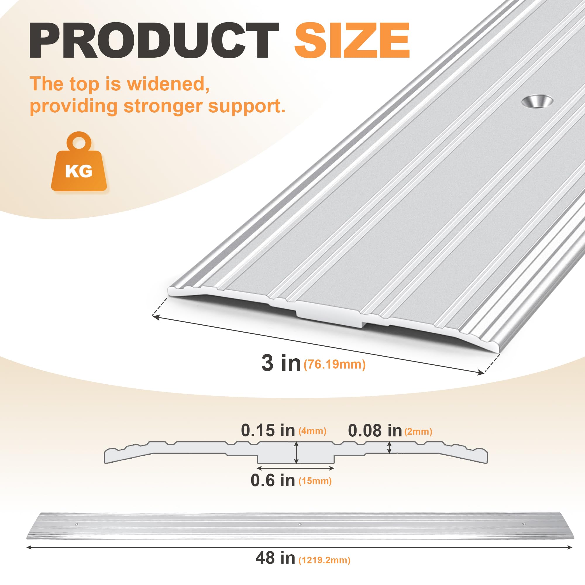 SFNSM threshold with widened top support adds strength for heavy doors.