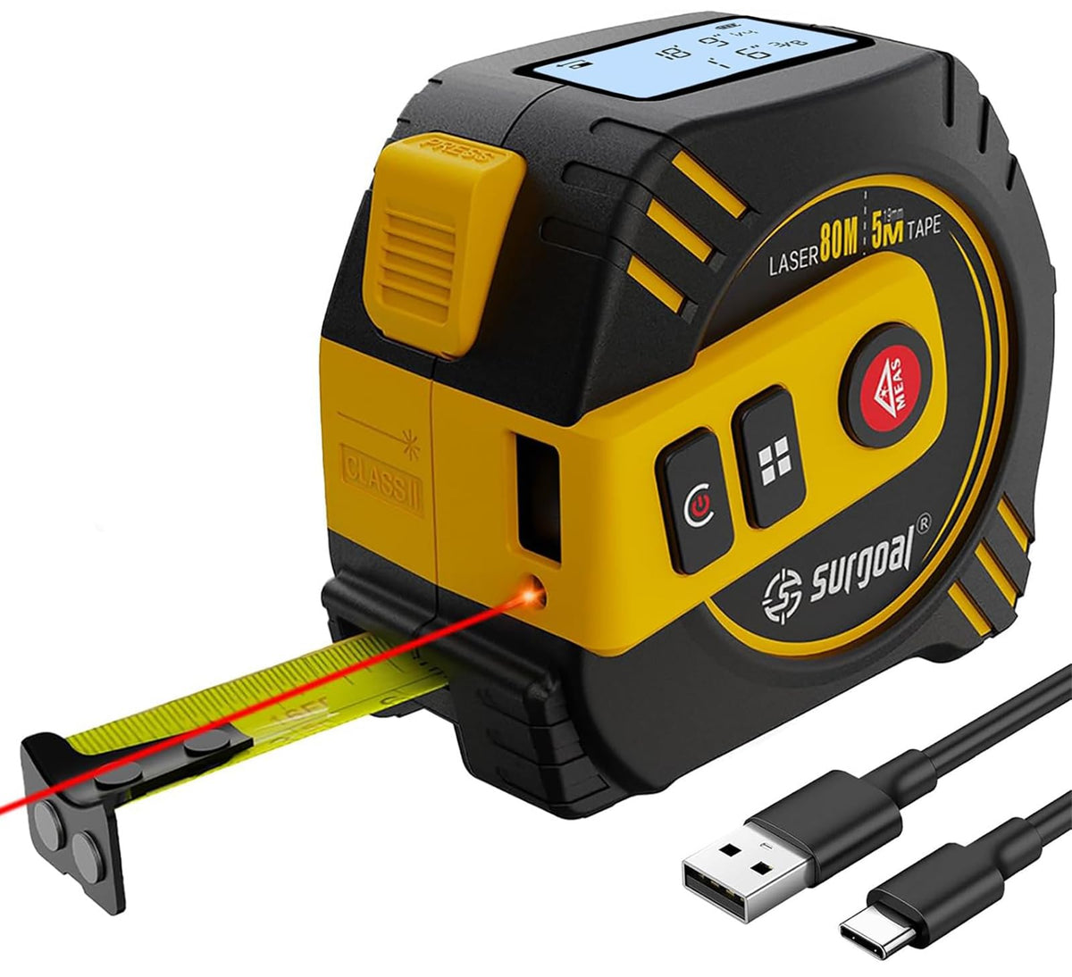 SG SURGOAL 2-in-1 laser tape measure with digital display for quick room measurements