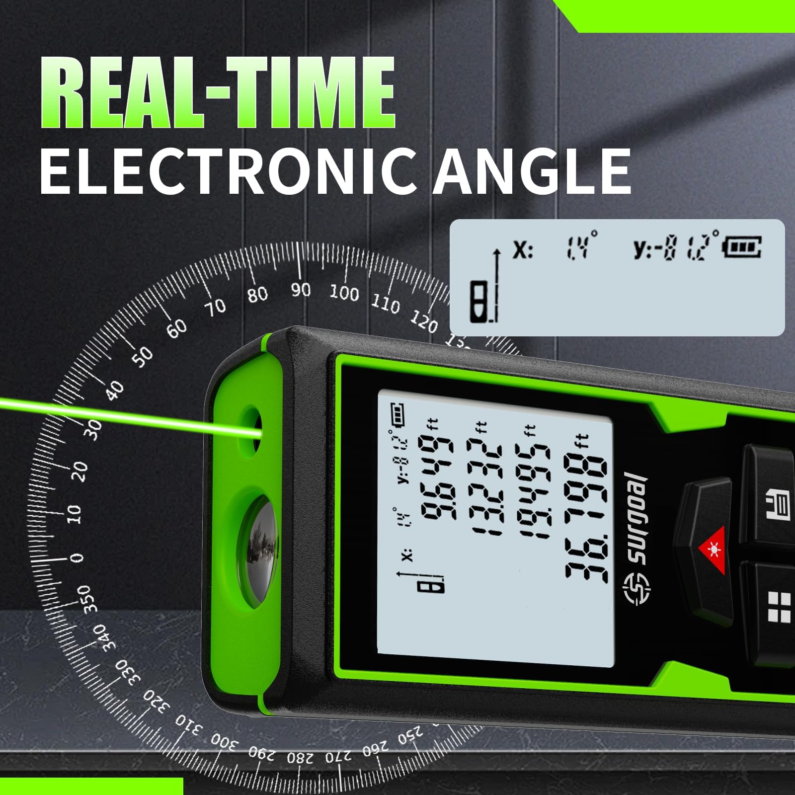 SG SURGOAL angle sensor shows real-time tilt data for precise alignment