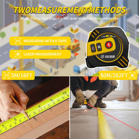 SG SURGOAL USB-C rechargeable laser tape measure ready for daily use
