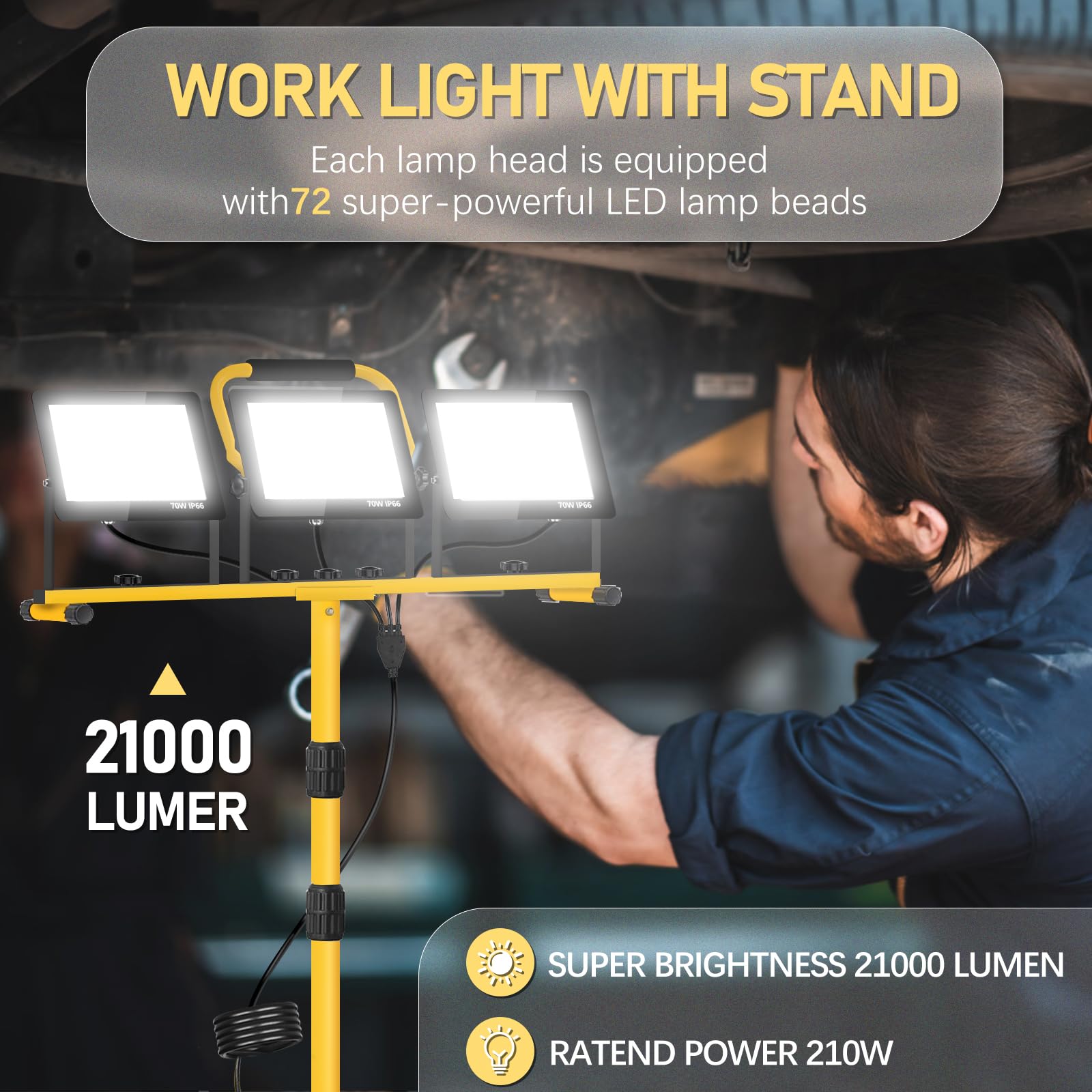 SGNJT stand with robust alloy tripod stabilizes heavy lighting on uneven sites