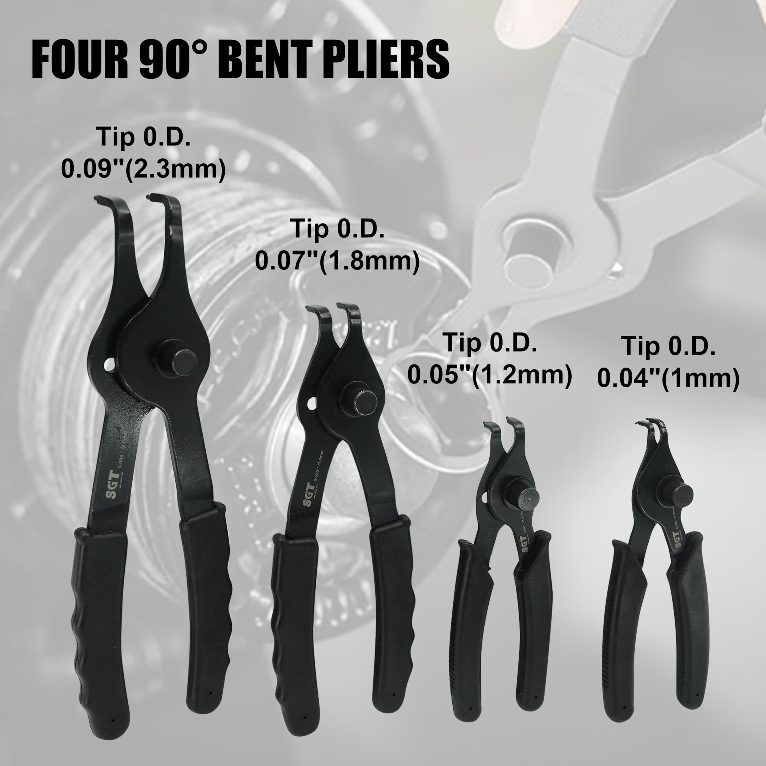 SGT Snap Ring Pliers 90° 13.1 in 0.09 in tip for reach-ins