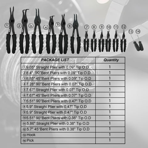 SGT Snap Ring Pliers 90° 5.6 in 0.04 in tip for delicate rings
