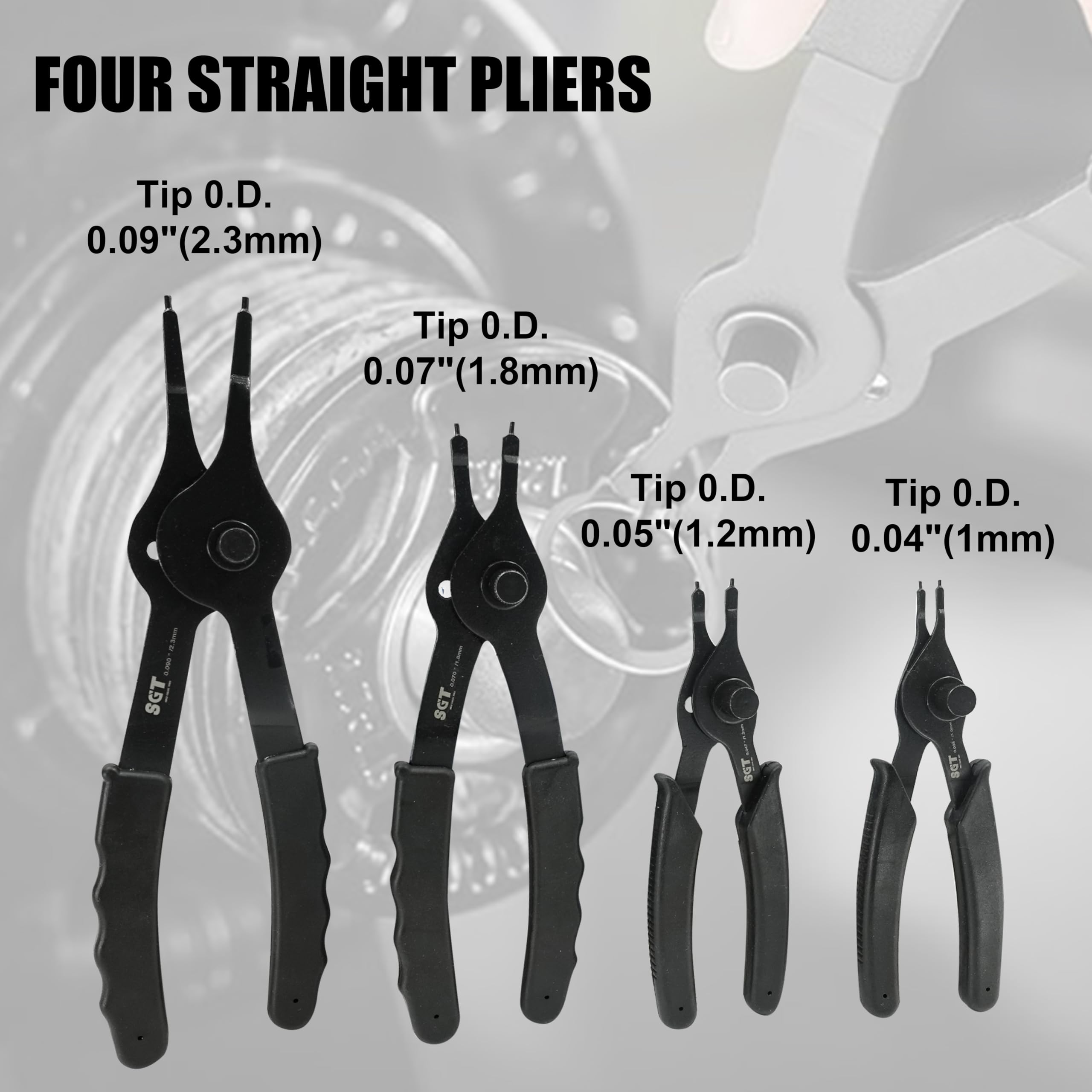 SGT Snap Ring Pliers 90° 7.3 in 0.07 in tip for tight spaces