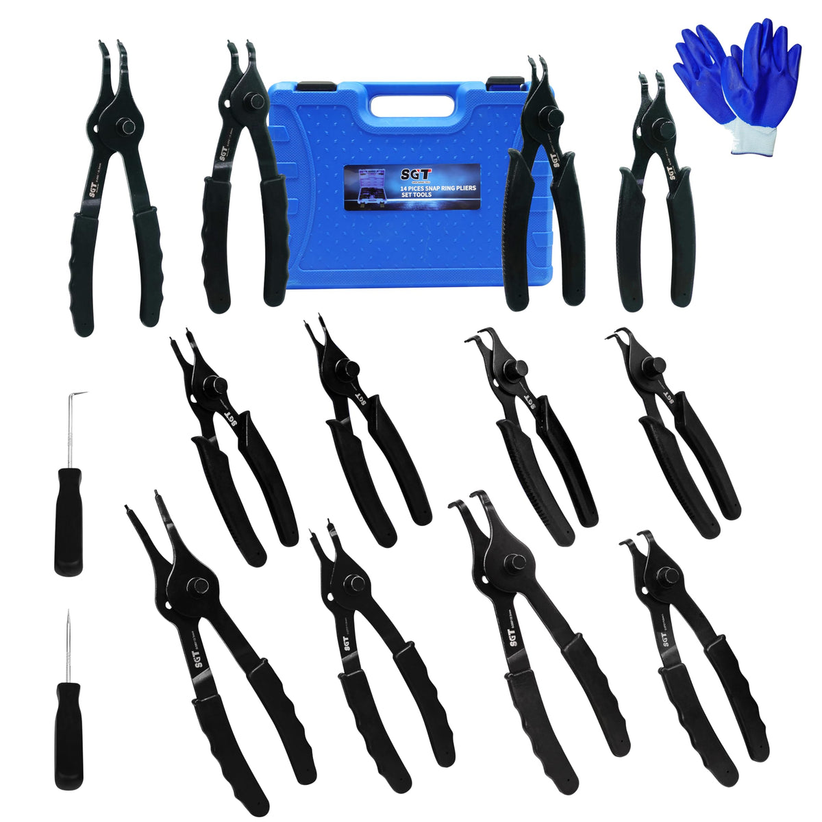 SGT Snap Ring Pliers straight 13.1 in 0.09 in tip for large rings