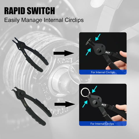SGT Snap Ring Pliers straight 7.8 in 0.07 in tip for tight spots