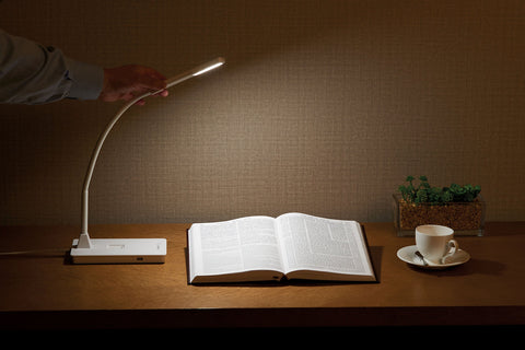 SHABBOSLITE LED Table Lamp White flexible gooseneck for targeted illumination