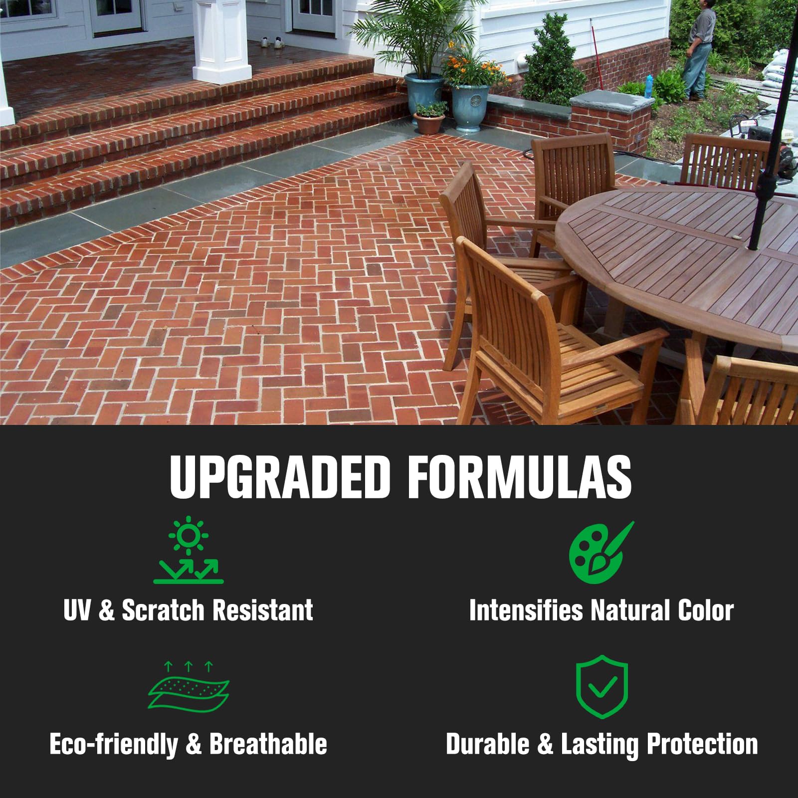 Shabebe Premium Stone Sealer wet-look finish enhances color depth on pavers