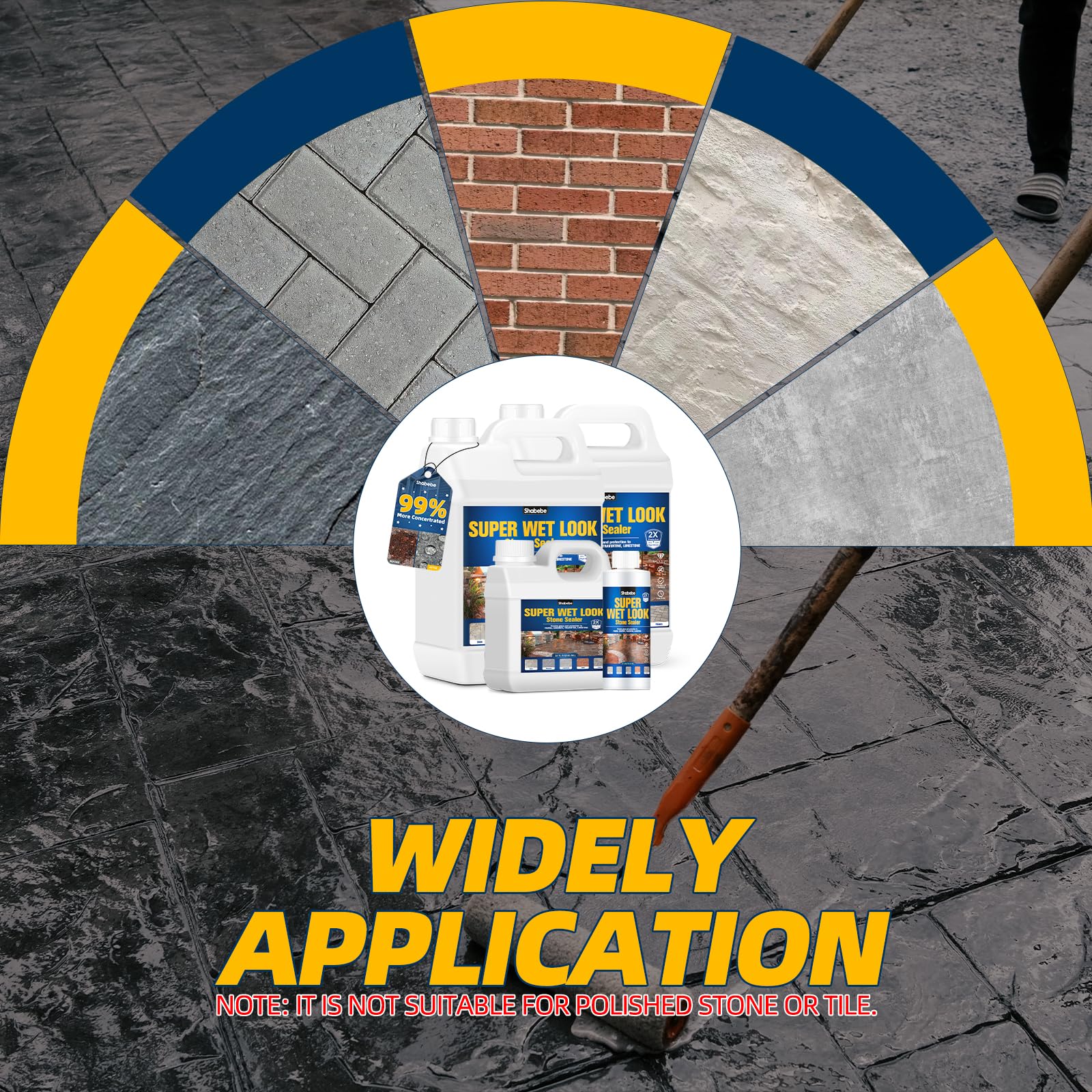 Shabebe Wet-Look Sealer patio before-after shows enhanced color depth.
